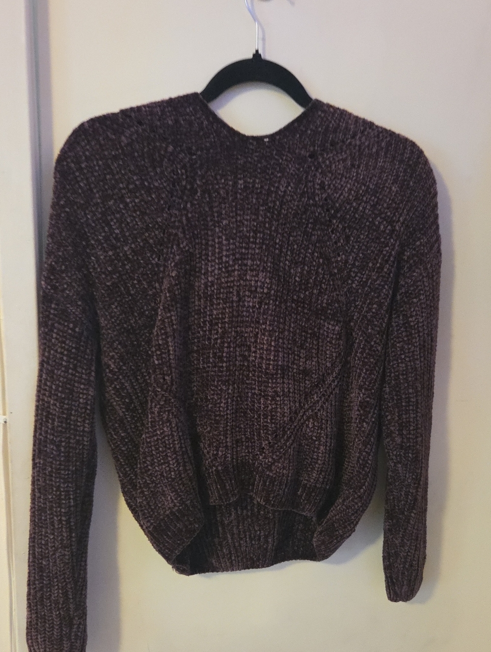Plum Chenille Crewneck Sweater - Soft Knit Pullover